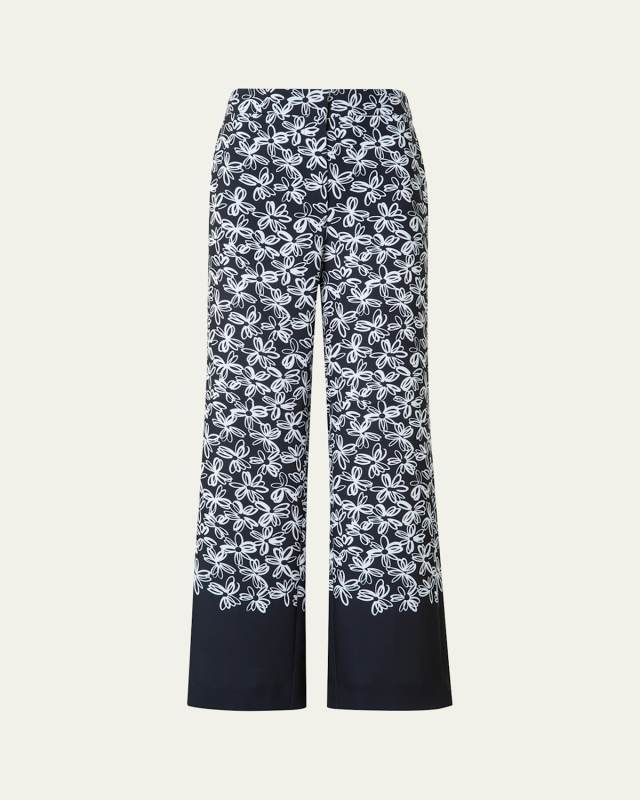 Marla Cropped Floral-Print Techno Crepe Pants